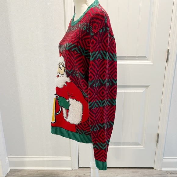 Ugly Christmas Sweater Santa Beer and Shot Size XL Holds Beer Bottle - Picture 15 of 16